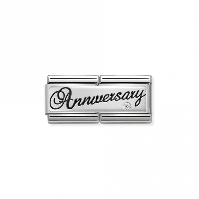 Silver and CZ Double Anniversary Wedding & Anniversary Charms