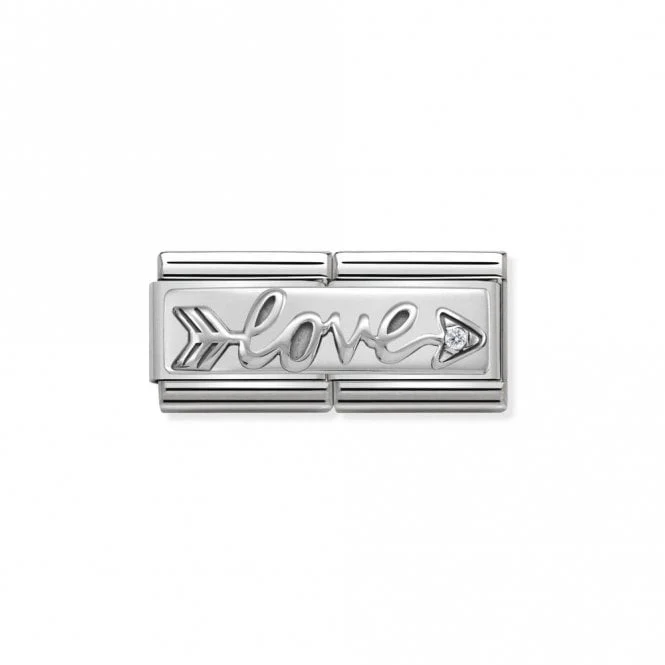 Silver and CZ Double Arrow Love Love & Hearts Charms