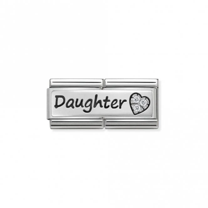 Silver and CZ Double Daughter Friends & Family Charms