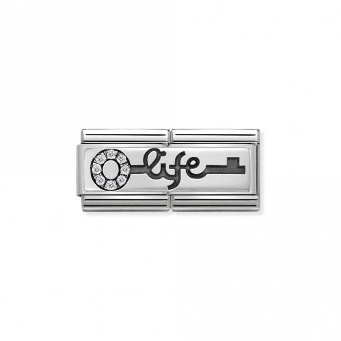 Silver and CZ Double Key Life Wedding & Anniversary Charms