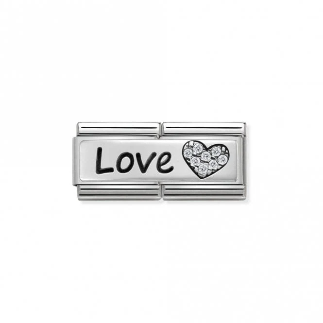 Silver and CZ Double Love and Heart Love & Hearts Charms