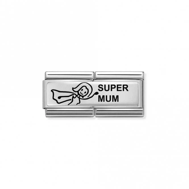 Silver and Enamel Double Super Mum Friends & Family Charms