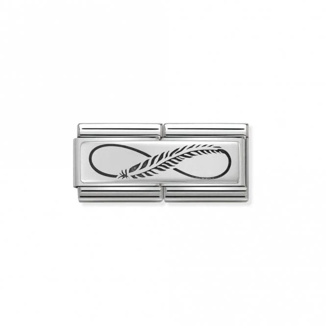 Silver Double Infinity Feather Love & Hearts Charms