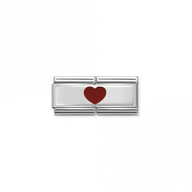 Silver Double Red Heart in the Middle Love & Hearts Charms