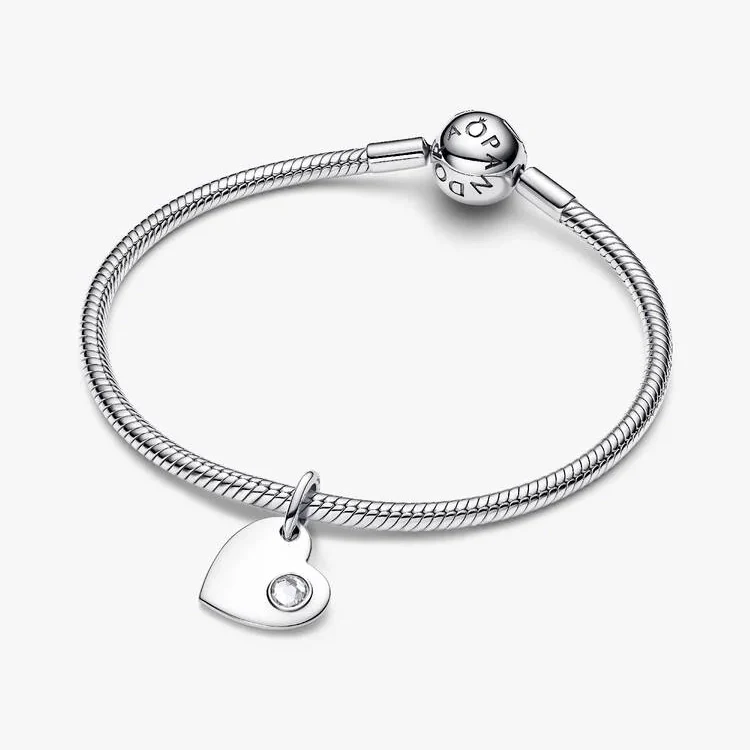 April Birthstone Engravable Heart Dangle Charms - Image 4