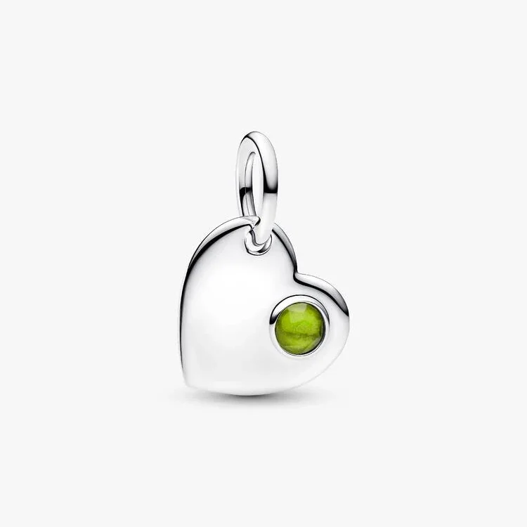 August Birthstone Engravable Heart Dangle Charms