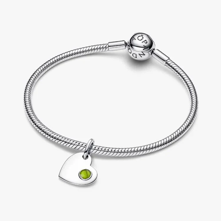 August Birthstone Engravable Heart Dangle Charms - Image 2