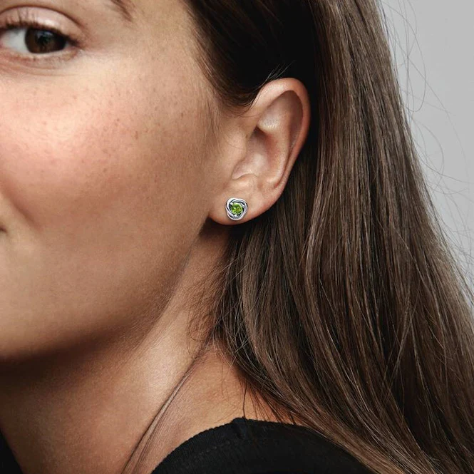 August Birthstone Eternity Circle Stud Earrings - Image 2