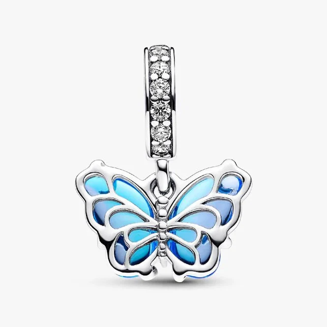 Blue Murano Glass Butterfly Dangle Charms - Image 2