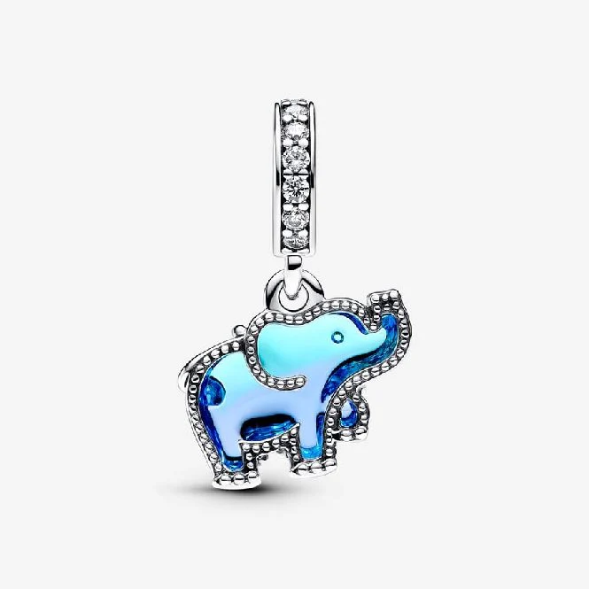 Blue Murano Glass Elephant Dangle Charms - Image 3