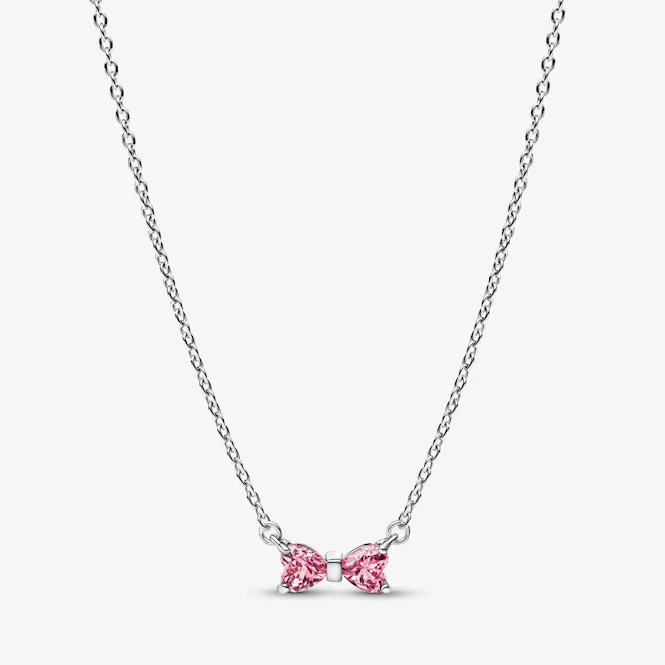 Pink Bow Pendant Necklace, 45cm