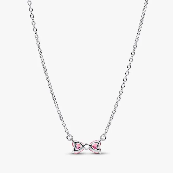Pink Bow Pendant Necklace, 45cm - Image 4