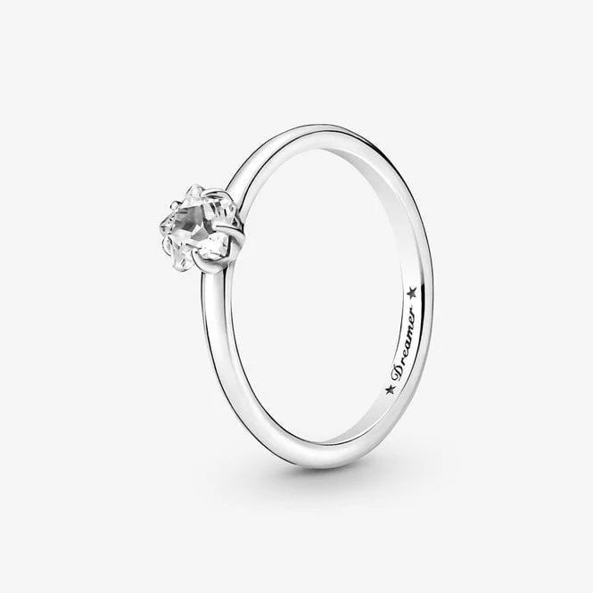 Celestial Sparkling Star Solitaire Ring, Size 50