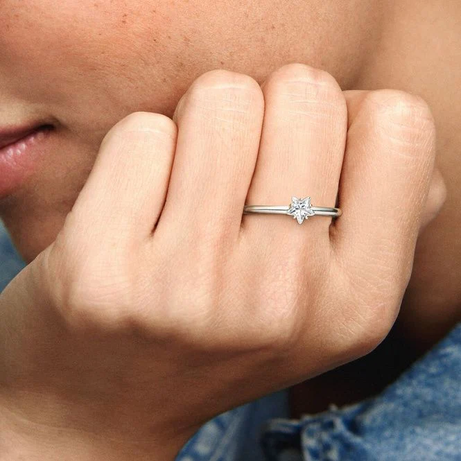 Celestial Sparkling Star Solitaire Ring, Size 48 - Image 3