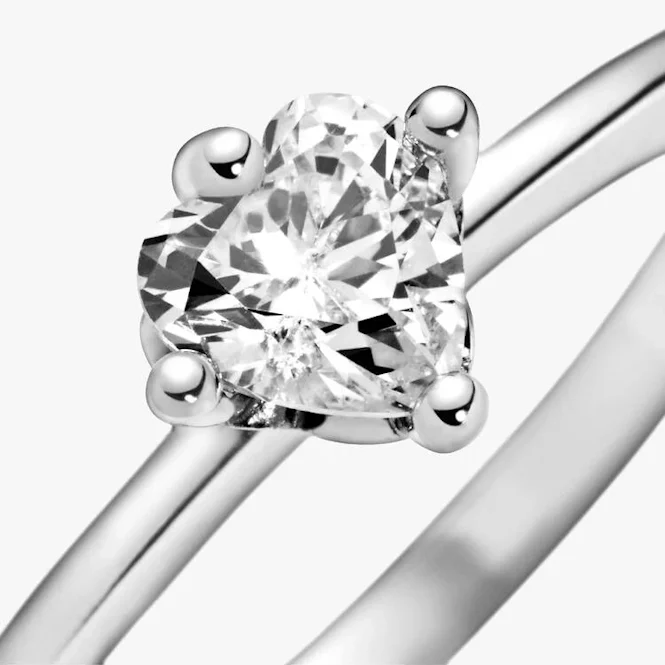 Clear Heart Solitaire Ring, Size 52 - Image 2