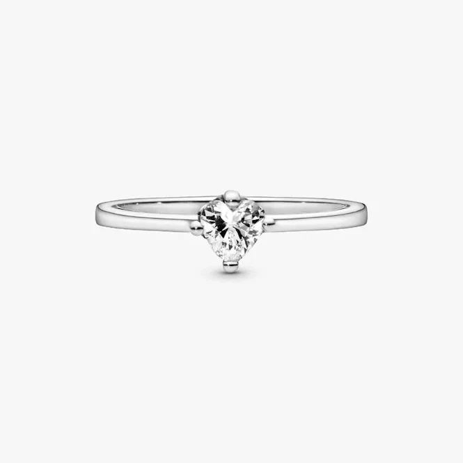 Clear Heart Solitaire Ring, Size 52 - Image 4