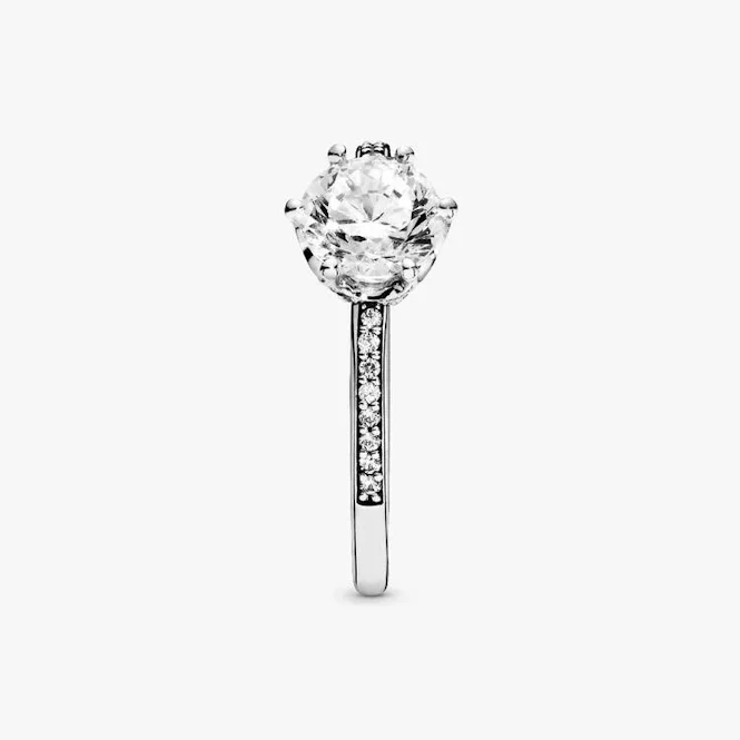 Clear Sparkling Crown Solitaire Ring, Size 48 - Image 2