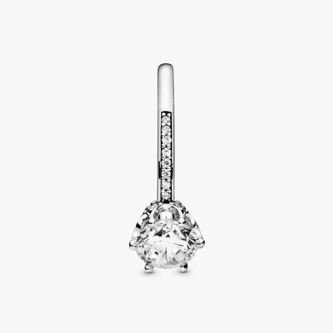 Clear Sparkling Crown Solitaire Ring, Size 48 - Image 3