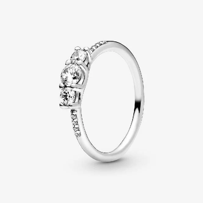 Clear Three-Stone Ring, Size 60