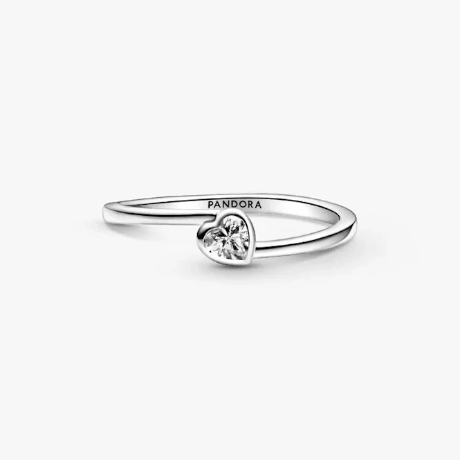 Clear Tilted Heart Solitaire Ring, Size 48 - Image 4