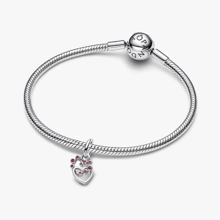 Connected Hearts & Red Stones Dangle Charms - Image 2