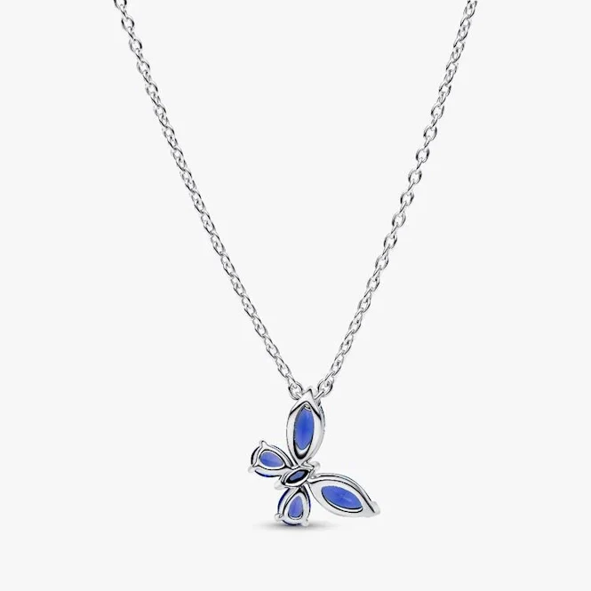 Cornflower Blue Butterfly Pendant Necklace, 45cm - Image 3