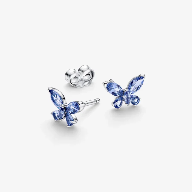 Cornflower Blue Butterfly Stud Earrings