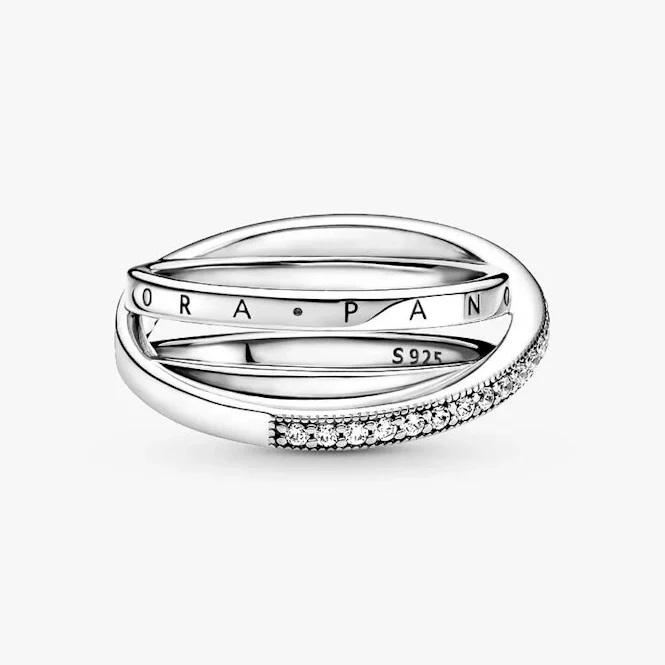 Crossover Pave Triple Band Ring, Size 48 - Image 2