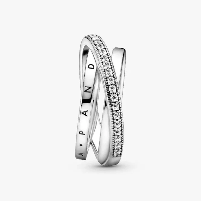 Crossover Pave Triple Band Ring, Size 48 - Image 3