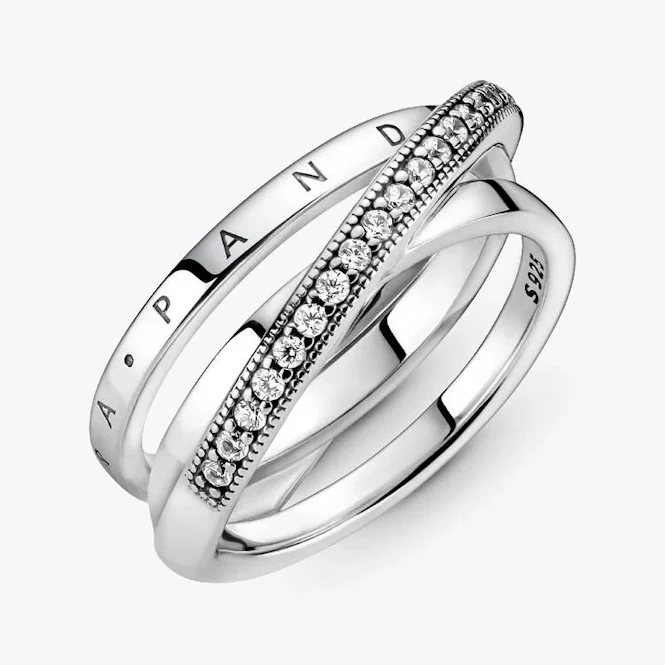 Crossover Pave Triple Band Ring, Size 48 - Image 4