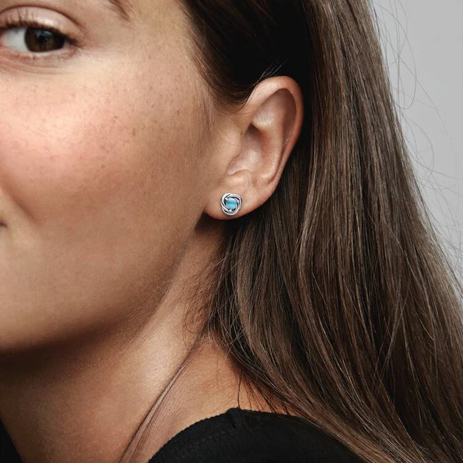 December Birthstone Eternity Circle Stud Earrings - Image 2