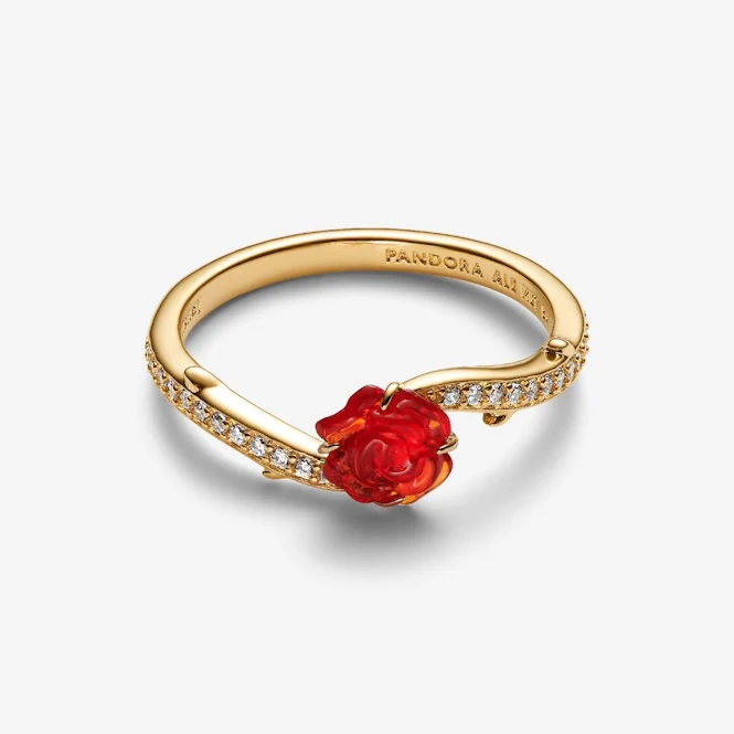 Disney Beauty and the Beast Gold Enchanted Rose Ring, Size 52 - Image 3
