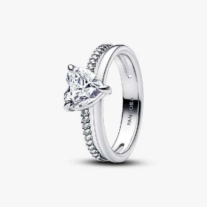 Double Band Heart Ring, Size 58