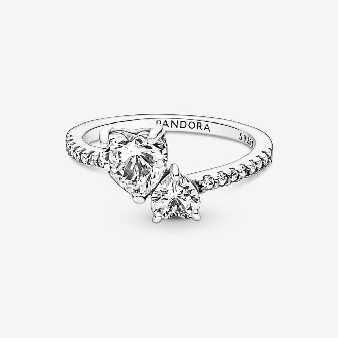 Double Heart Sparkling Ring, Size 50 - Image 2