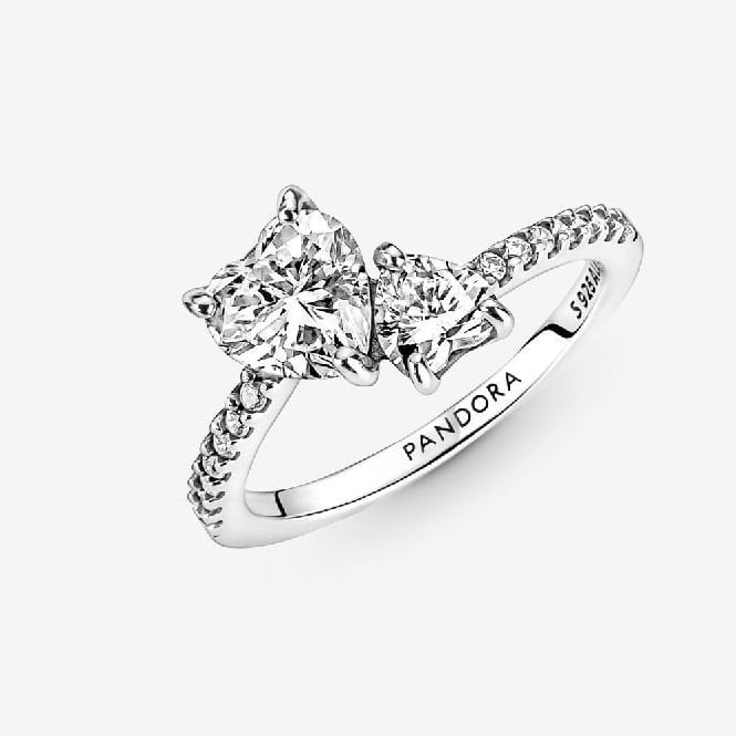 Double Heart Sparkling Ring, Size 50 - Image 4