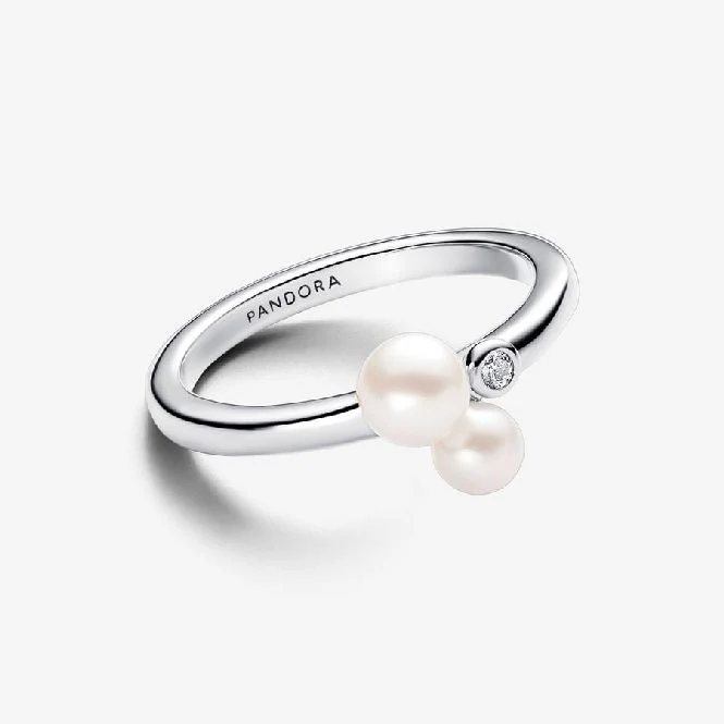Duo Treated Freshwater Cultured Pearls Ring, Size 52 - Image 2