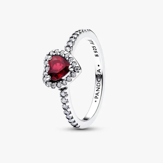 Elevated Fuchsia Rose Heart Ring, Size 52