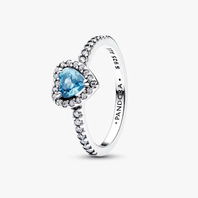 Elevated Light Blue Heart Ring, Size 52