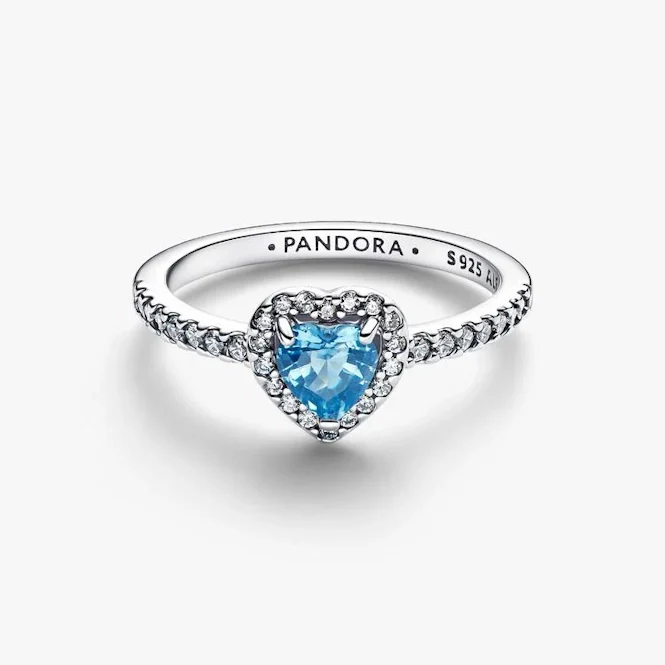 Elevated Light Blue Heart Ring, Size 52 - Image 3
