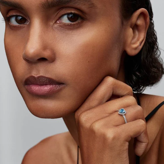 Elevated Light Blue Heart Ring, Size 52 - Image 4