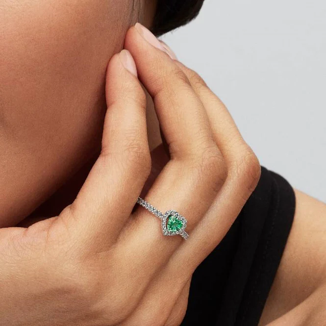 Elevated Mint Green Heart Ring, Size 50 - Image 4