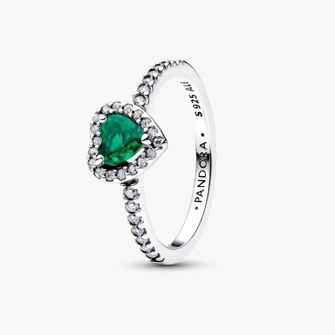Elevated Royal Green Heart Ring, Size 52