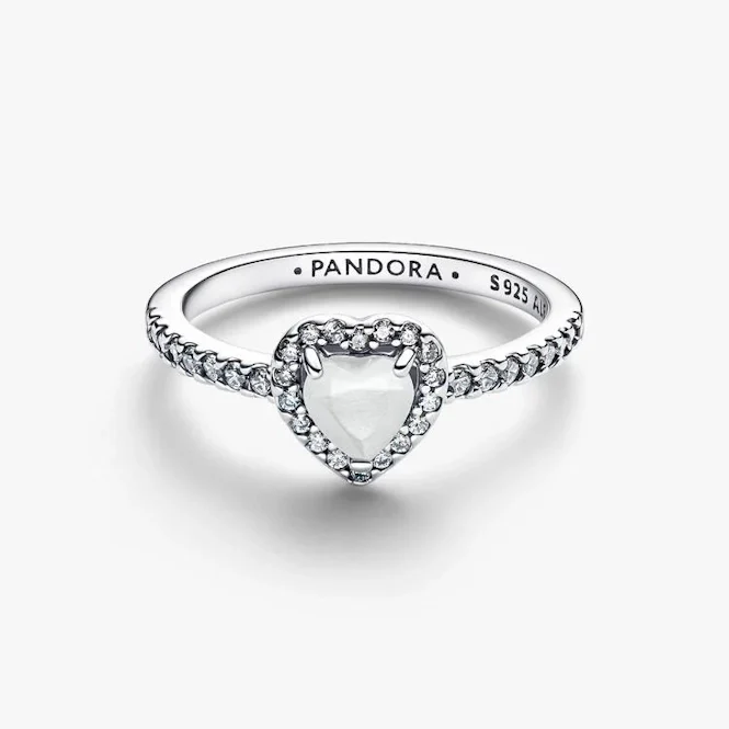 Elevated White Heart Ring, Size 50 - Image 3