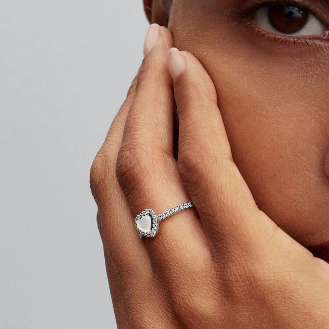 Elevated White Heart Ring, Size 50 - Image 4