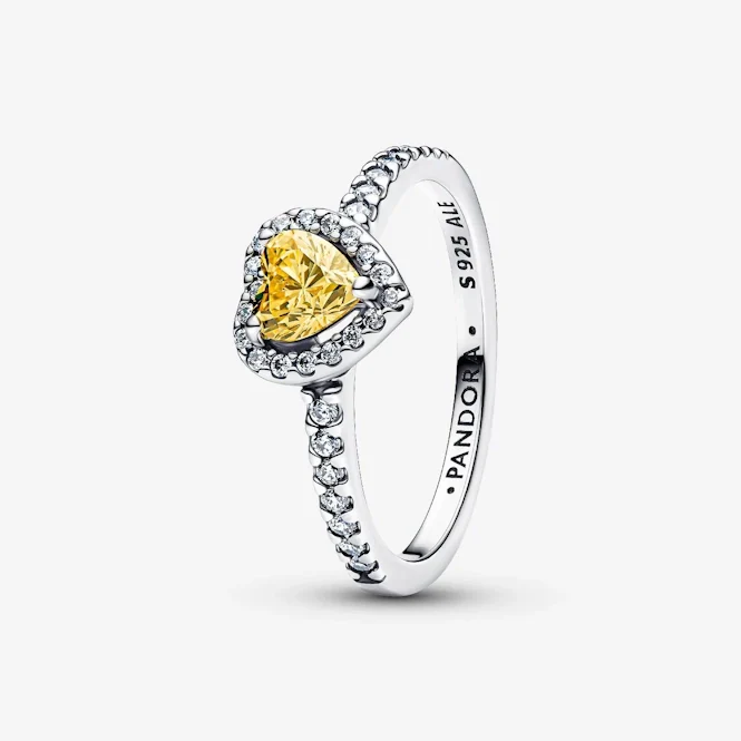 Elevated Yellow Heart Ring, Size 58