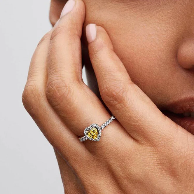 Elevated Yellow Heart Ring, Size 50 - Image 2