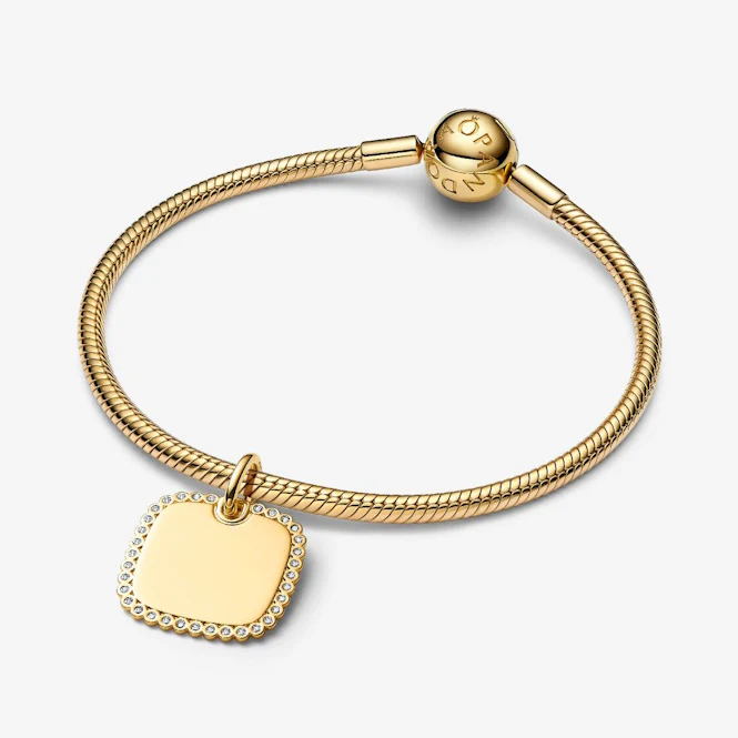 Engravable Gold Square Tag Pendant - Image 4