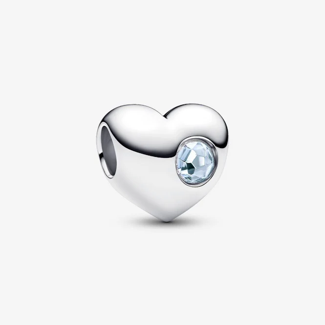 Engravable March Birthstone Heart Charms