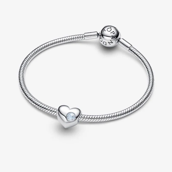 Engravable March Birthstone Heart Charms - Image 2
