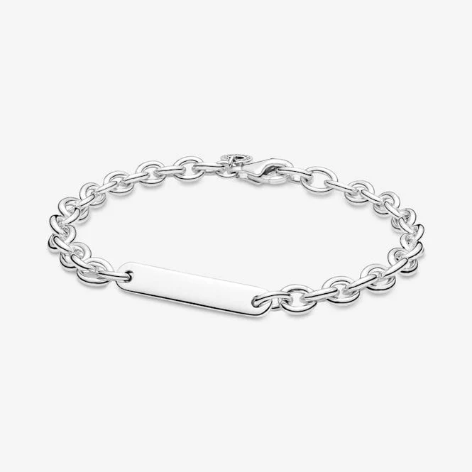 Engravable Silver Bar Link Bracelet, 18cm